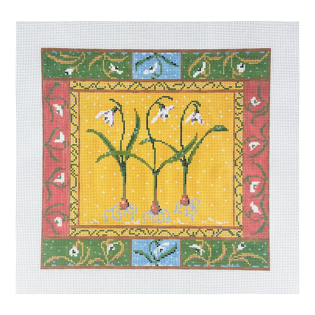 The Plum Stitchery Amy Lewandowski Snowdrops Needlepoint Canvas