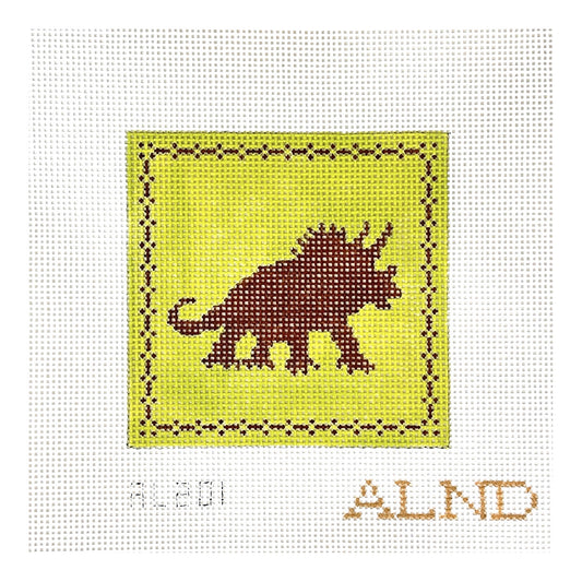 The Plum Stitchery Amy Lewandowski Triceratops Needlepoint Canvas
