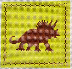 The Plum Stitchery Amy Lewandowski Triceratops Needlepoint Canvas