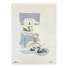 The Plum Stitchery Black Swan Midi Stocking Needlepoint Canvas