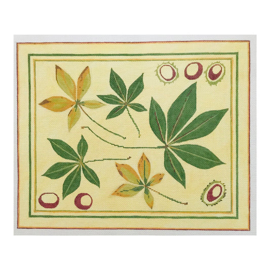 The Plum Stitchery Amy Lewandowski Buckeye Leaves Needlepoint Canvas