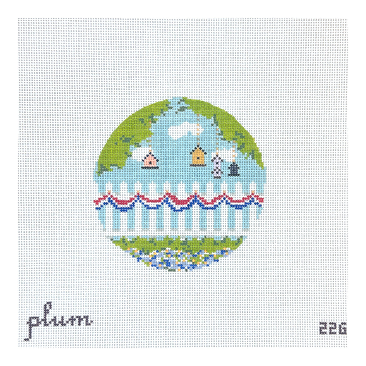 The Plum Stitchery  Bunting & Fence Needlepoint Canvas
