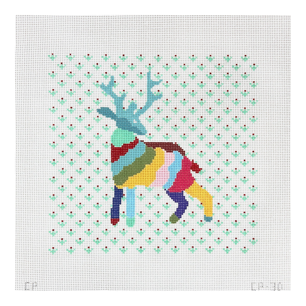 The Plum Stitchery Caitlin Peters Rainbow Stag Needlepoint Canvas