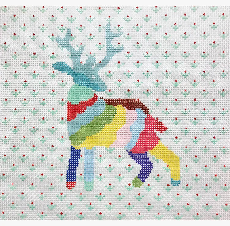 The Plum Stitchery Caitlin Peters Rainbow Stag Needlepoint Canvas