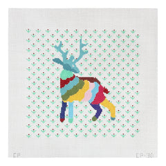 The Plum Stitchery Caitlin Peters Rainbow Stag Needlepoint Canvas