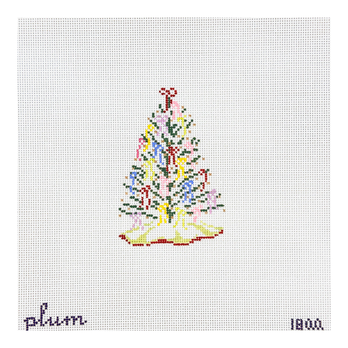The Plum Stitchery Christmas Bow Tree Needlepoint Canvas