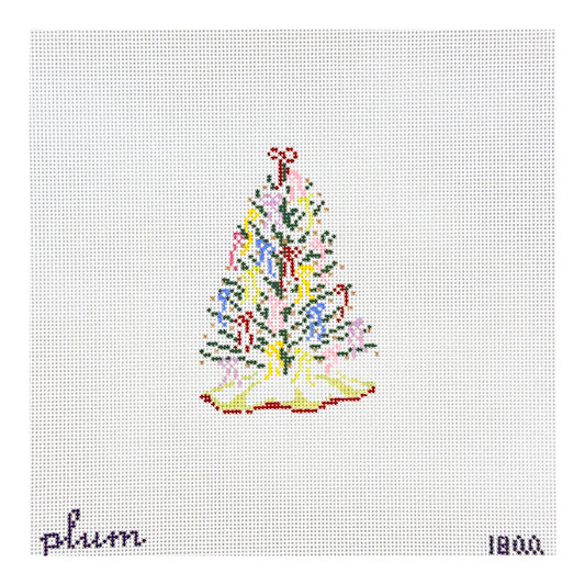 The Plum Stitchery Christmas Bow Tree Needlepoint Canvas
