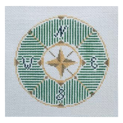 The Plum Stitchery Compass In Green Needlepoint Canvas