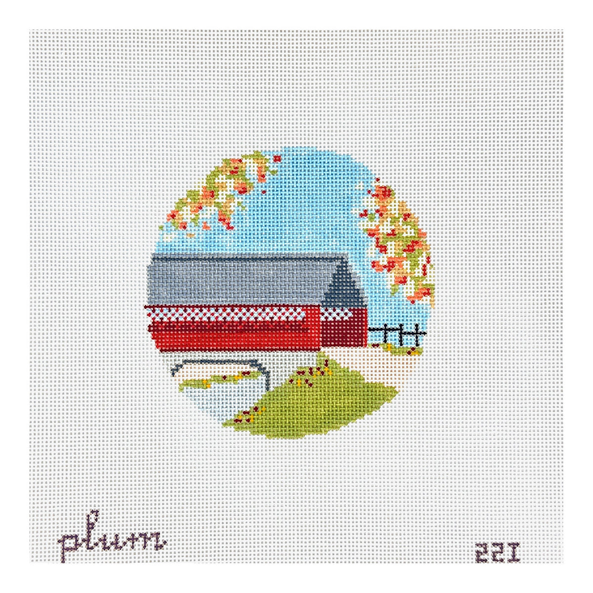 The Plum Stitchery Covered Bridge Needlepoint Canvas
