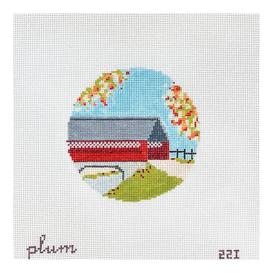 The Plum Stitchery Covered Bridge Needlepoint Canvas
