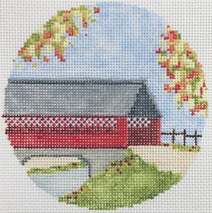 The Plum Stitchery Covered Bridge Needlepoint Canvas
