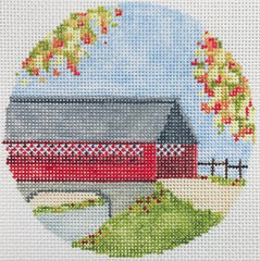 The Plum Stitchery Covered Bridge Needlepoint Canvas