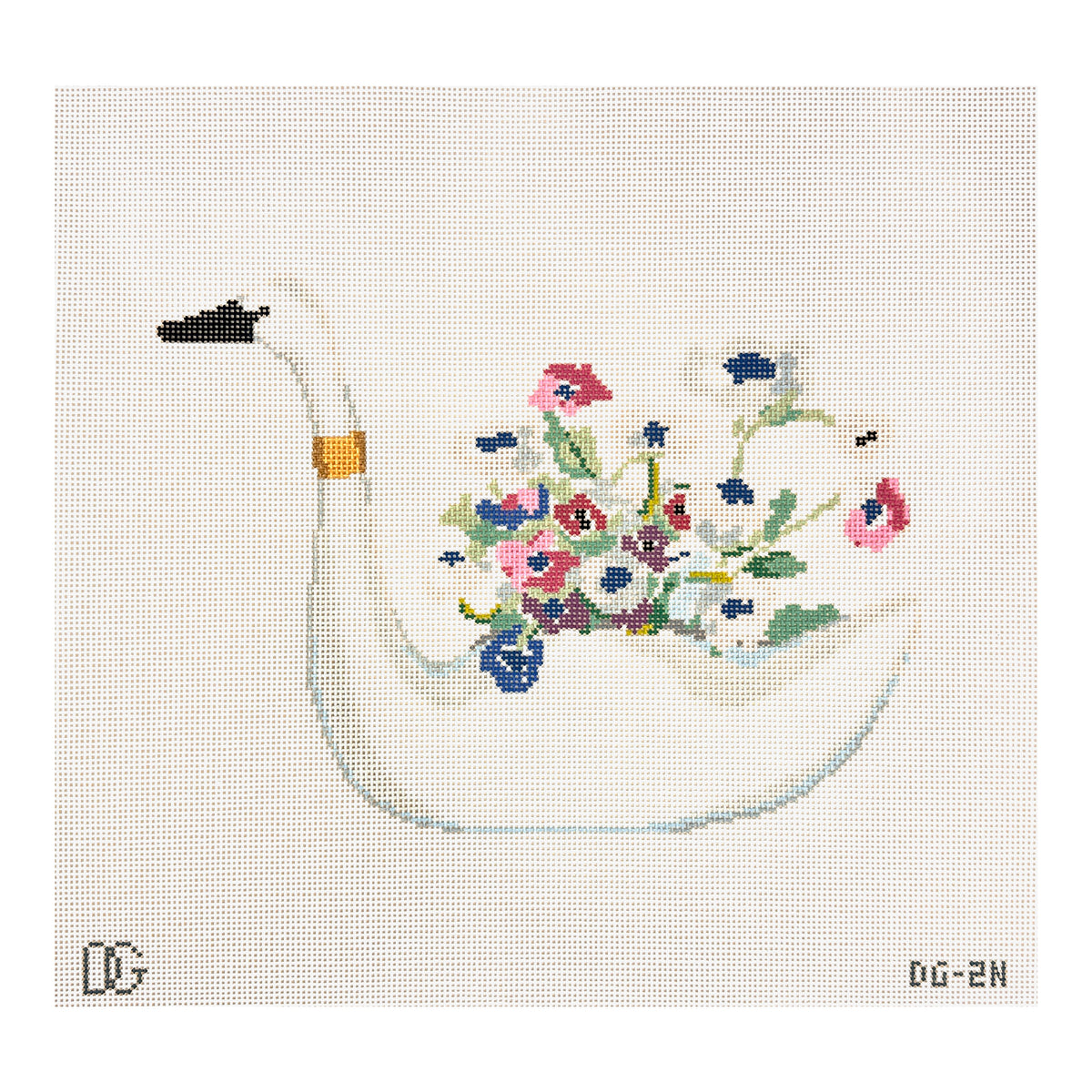 The Plum Stitchery Dana Gibson Swan Pillow Needlepoint Canvas