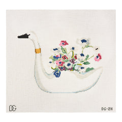 The Plum Stitchery Dana Gibson Swan Pillow Needlepoint Canvas