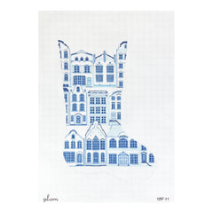 The Plum Stitchery Delft House Stocking Midi Needlepoint Canvas