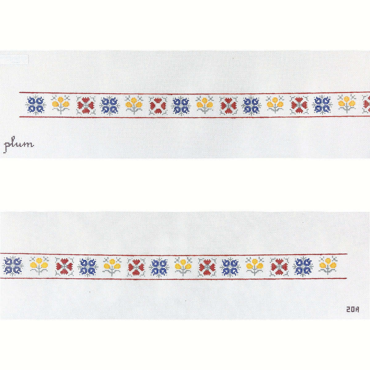 The Plum Stitchery Edelweiss and Hearts Belt Needlepoint Canvas