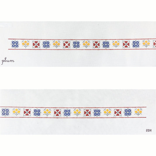 The Plum Stitchery Edelweiss and Hearts Belt Needlepoint Canvas
