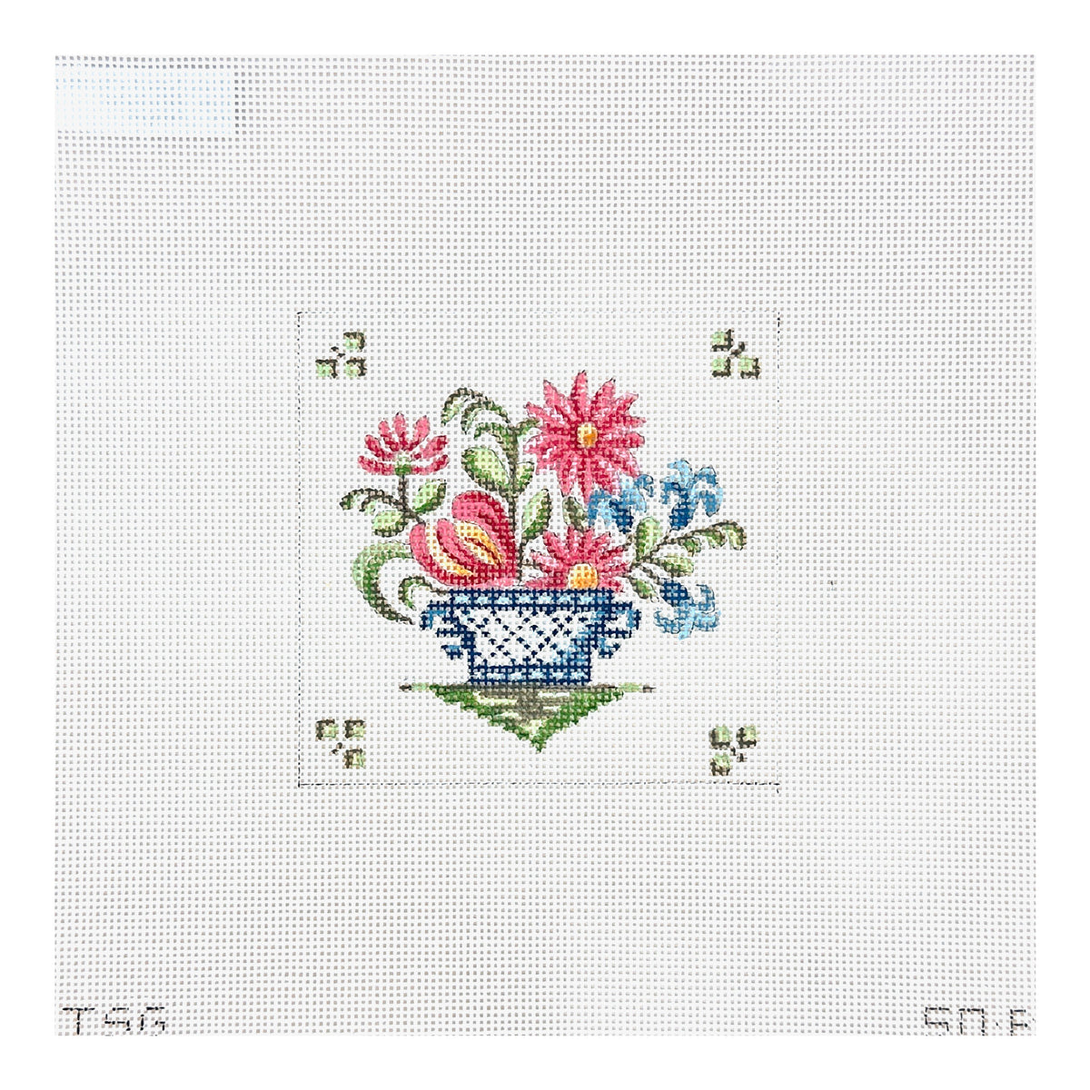 The Plum Stitchery The Stitched Garden Faience 4 Needlepoint Canvas