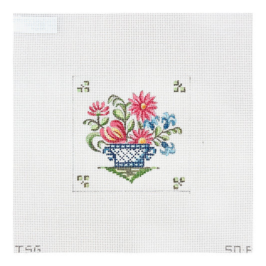 The Plum Stitchery The Stitched Garden Faience 4 Needlepoint Canvas