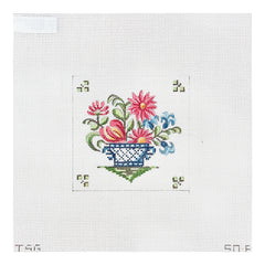 The Plum Stitchery The Stitched Garden Faience 4 Needlepoint Canvas