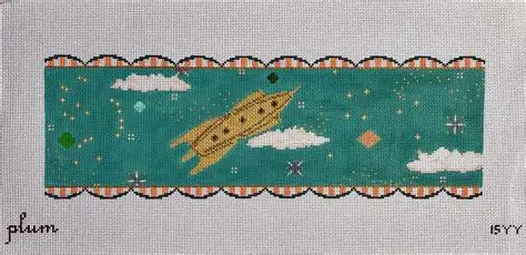 The Plum Stitchery Fly Me to the Moon Needlepoint Canvas