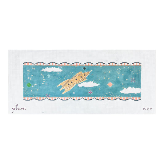 The Plum Stitchery Fly Me to the Moon Needlepoint Canvas