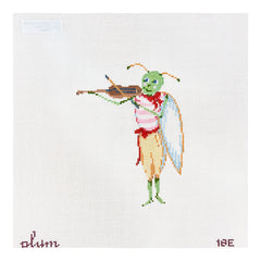 The Plum Stitchery Grasshopper & Fiddle Needlepoint Canvas