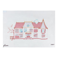 The Plum Stitchery Haunted House in Pink Needlepoint Canvas
