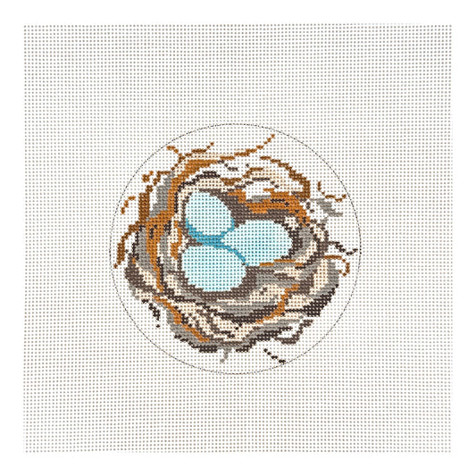 The Plum Stitchery JCB Stitches The Bluebird Nest Needlepoint Canvas