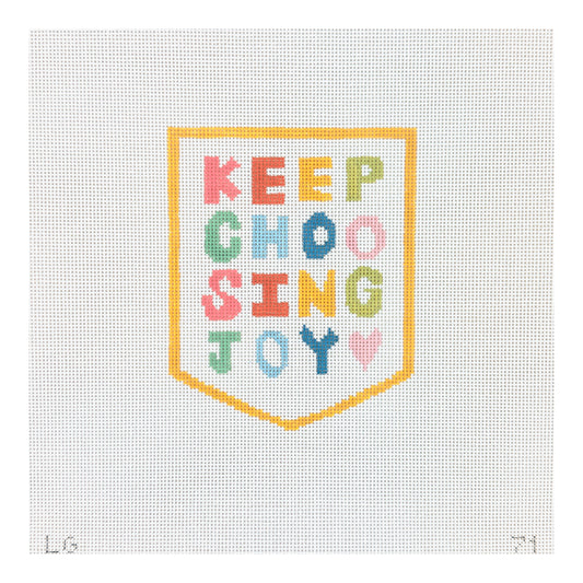 The Plum Stitchery Keep Choosing Joy - Small White Needlepoint Canvas