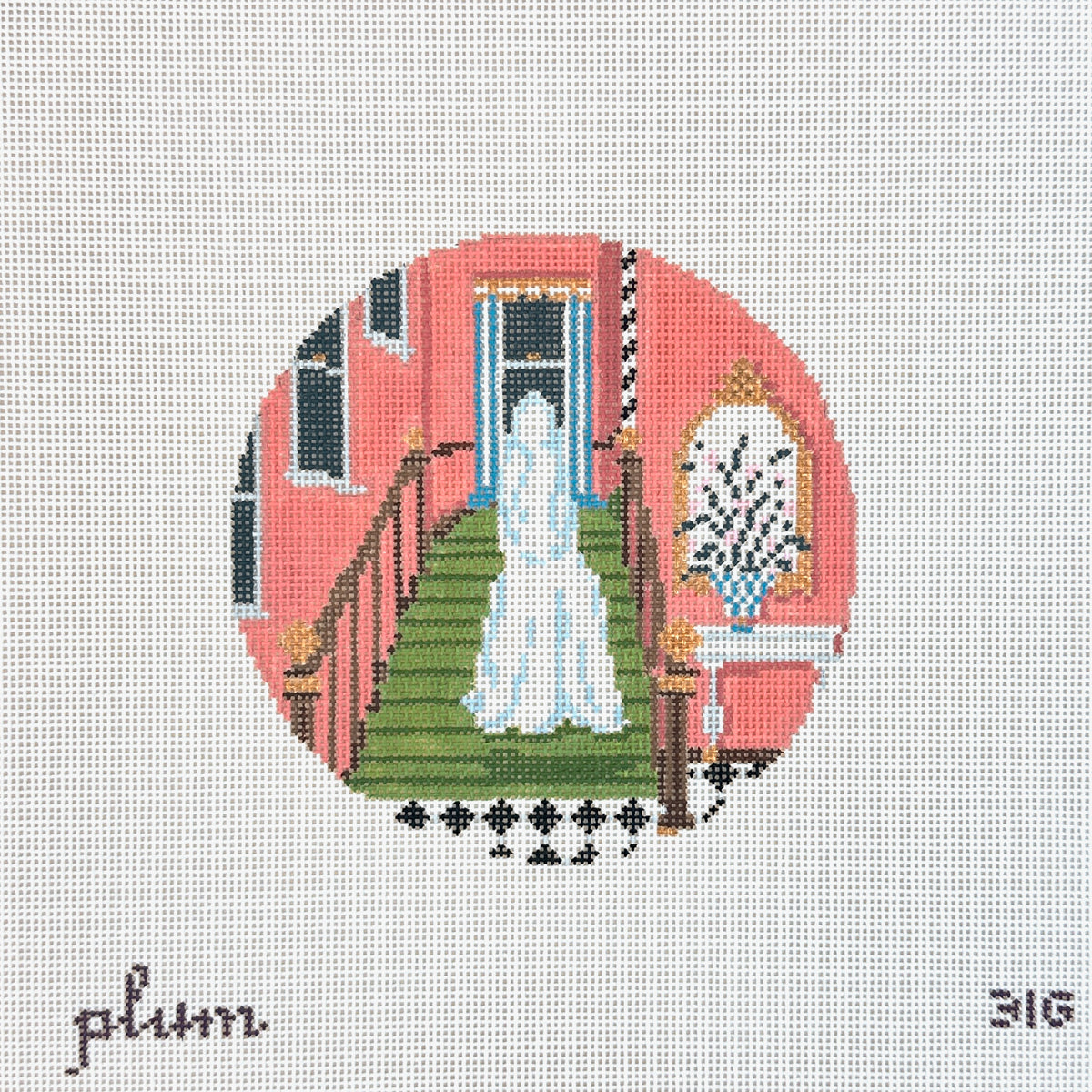 The Plum Stitchery Lady in White Needlepoint Canvas