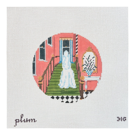 The Plum Stitchery Lady in White Needlepoint Canvas