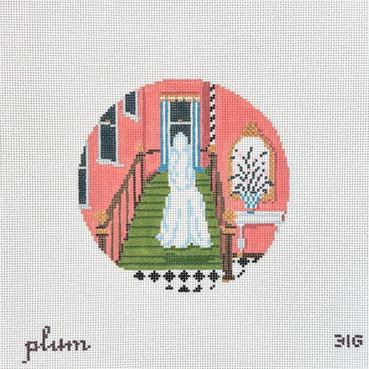 The Plum Stitchery Lady in White Needlepoint Canvas