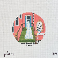 The Plum Stitchery Lady in White Needlepoint Canvas