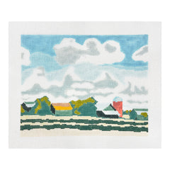 The Plum Stitchery Leland Gal Country Farm Clouds Needlepoint Canvas