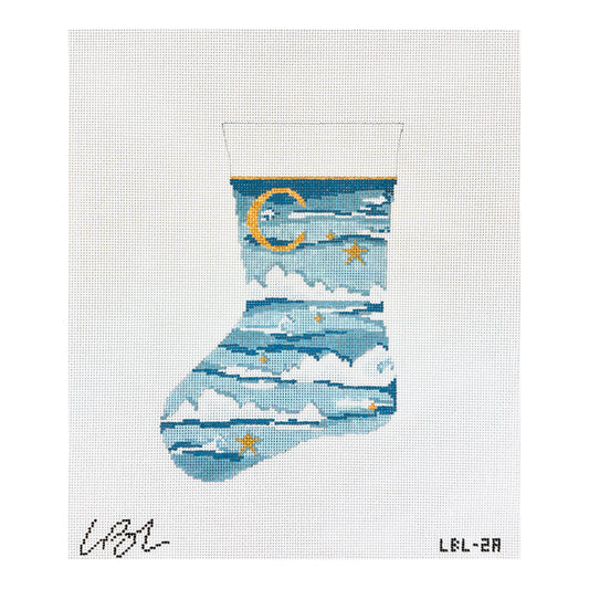 The Plum Stitchery Lia Burke Libaire Celestial Mini Stocking Needlepoint Canvas