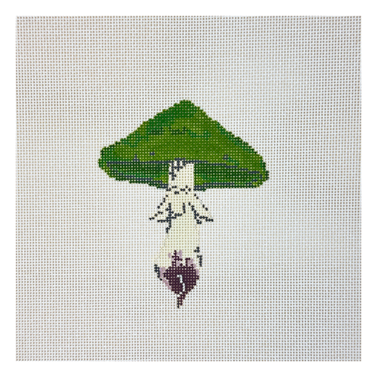 The Plum Stitchery Lia Burke Libaire Mushroom Series Kelly Green Needlepoint Canvas