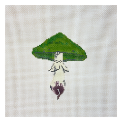 The Plum Stitchery Lia Burke Libaire Mushroom Series Kelly Green Needlepoint Canvas