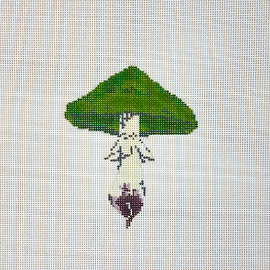 The Plum Stitchery Lia Burke Libaire Mushroom Series Kelly Green Needlepoint Canvas