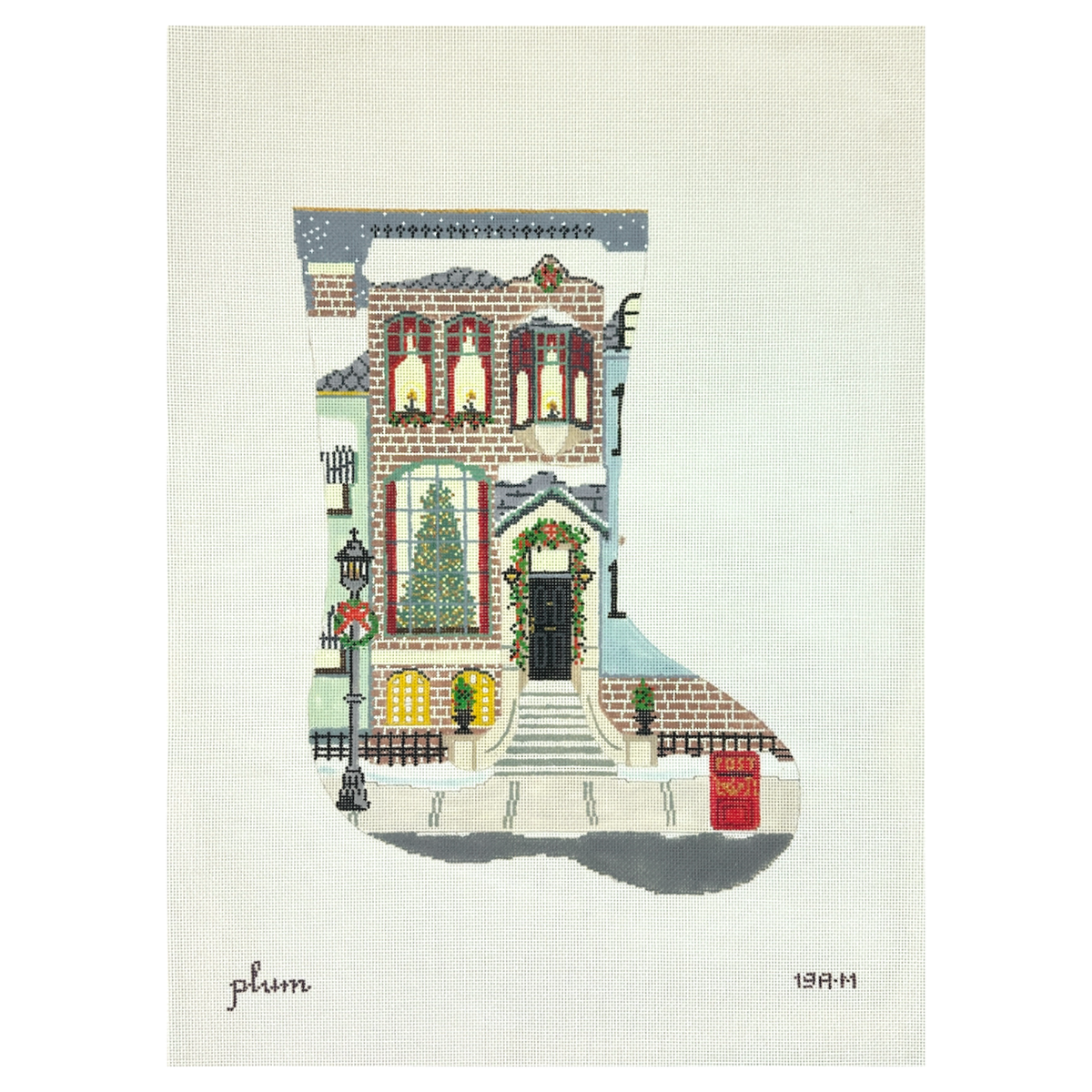 The Plum Stitchery London Brownstone Midi Stocking Needlepoint Canvas