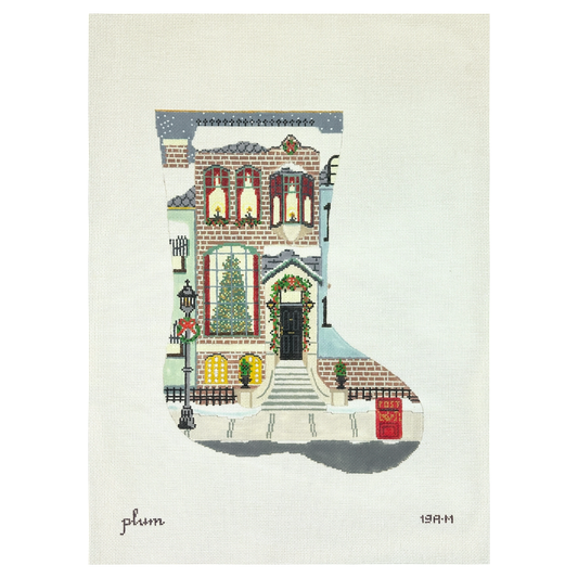 The Plum Stitchery London Brownstone Midi Stocking Needlepoint Canvas