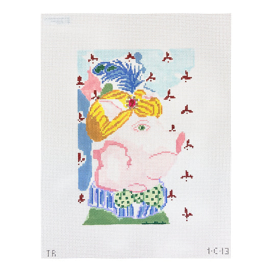The Plum Stitchery Tara Gill Menagerie Collection - Pig Needlepoint Canvas - 13M