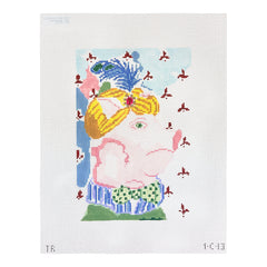 The Plum Stitchery Tara Gill Menagerie Collection - Pig Needlepoint Canvas - 13M