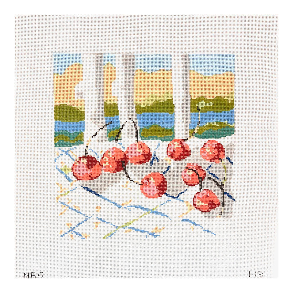 The Plum Stitchery Nell Revel Smith Cherries Needlepoint Canvas - 13M
