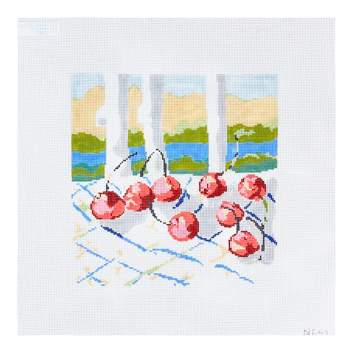The Plum Stitchery Nell Revel Smith Cherries Needlepoint Canvas