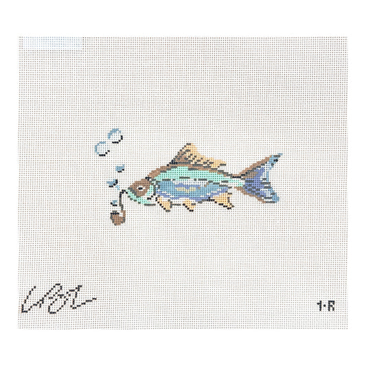 The Plum Stitchery Lia Burke Libaire Party Animals Series - Fish Needlepoint Canvas