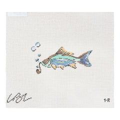 The Plum Stitchery Lia Burke Libaire Party Animals Series - Fish Needlepoint Canvas