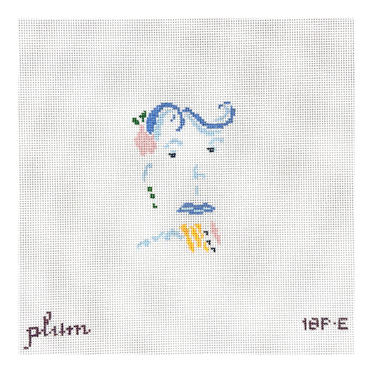 The Plum Stitchery Petite Face Blue Hair Needlepoint Canvas