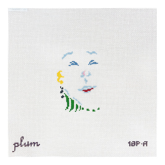 The Plum Stitchery Petite Face Green Stripe Needlepoint Canvas