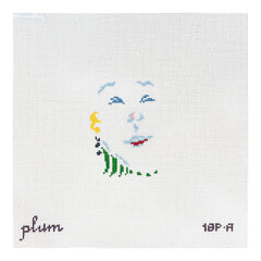 The Plum Stitchery Petite Face Green Stripe Needlepoint Canvas
